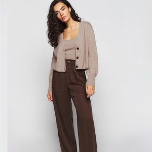 Reformation Varenne Cashmere Tank and Cardigan Set Oatmeal NWT